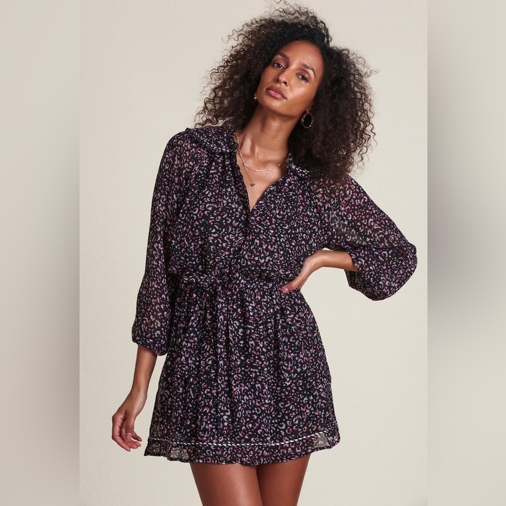 The Taylor Dress Pink Black Floral By The Shirt Rochelle Behrens Size Medium
